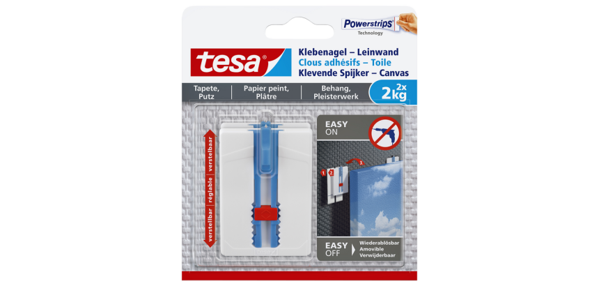 Klevende spijker tesa® canvas- behang en pleisterwerk 2kg wit 2 stuks