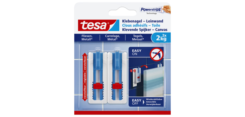 tesa® Adhesive Nail for Tile & Metal 2kg White 2 Pieces