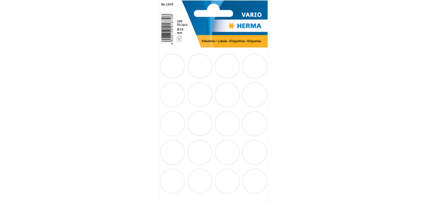 HERMA Label 1870 round 19mm white 100 pieces