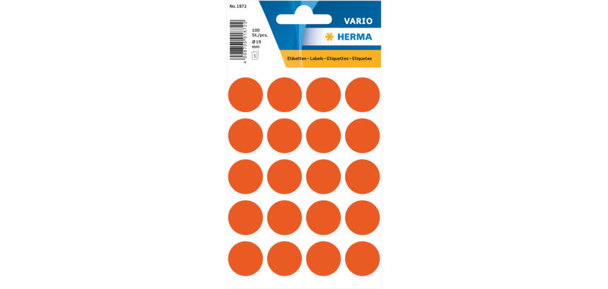 HERMA label 1872 round 19mm red 100 pieces