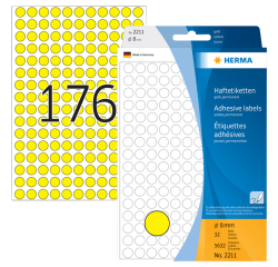 Etiquette HERMA 2211 rond 8mm jaune 5632 pièces