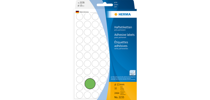 Etiquette HERMA 2235 rond 13mm vert 2464 pièces
