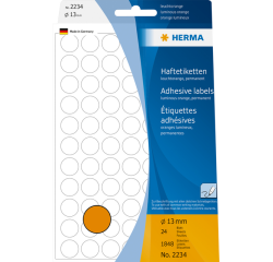 Etiquette HERMA 2234 rond 13mm orange fluo 2464 pièces