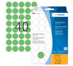 Etiketten HERMA 2255 rund 19mm grün 1280 Stück