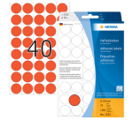 Etiquette HERMA 2252 rond 19mm rouge 1280 pièces