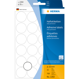 Etiket HERMA 2260 rond 25mm wit 768stuks