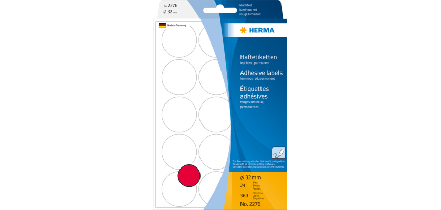 Etiket HERMA 2276 rond 32mm fluor rood 360 stuks