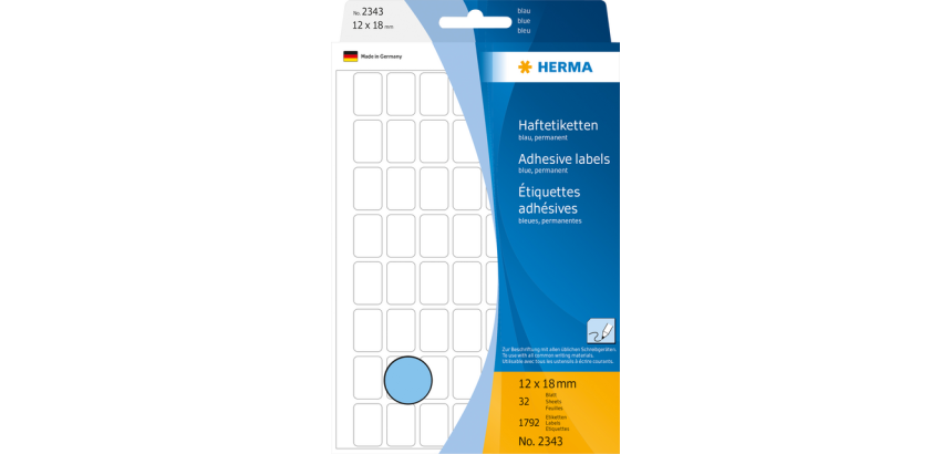Etiquette HERMA 2343 12x18mm bleu 1792 pièces