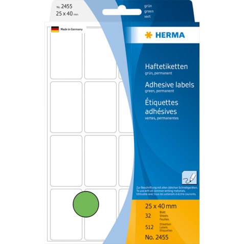 Etiket HERMA 2455 25x40mm groen 512stuks