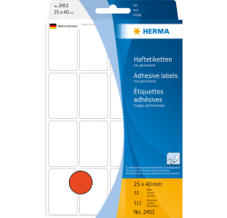 Etiquette HERMA 2452 25x40mm rouge 512 pièces