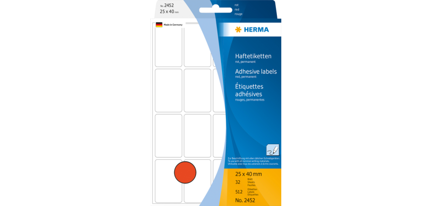 Etiquette HERMA 2452 25x40mm rouge 512 pièces