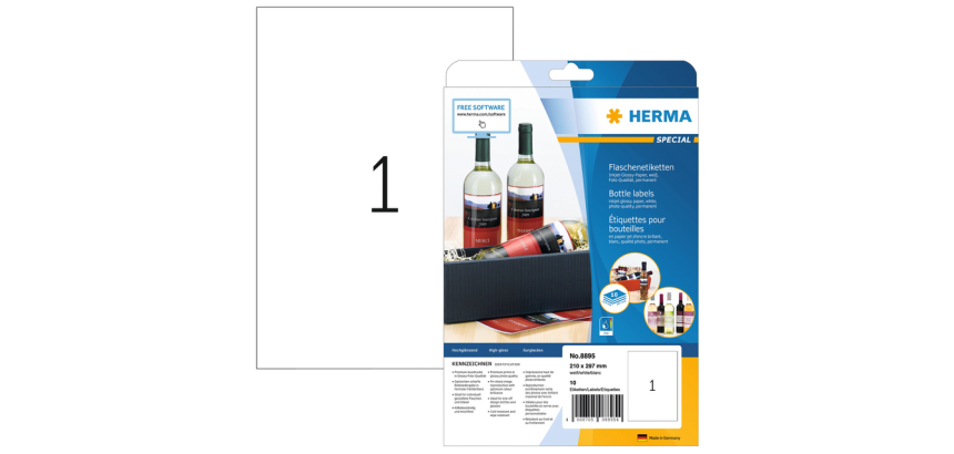 HERMA Label 8895 210x297mm A4 glossy white 10 pieces