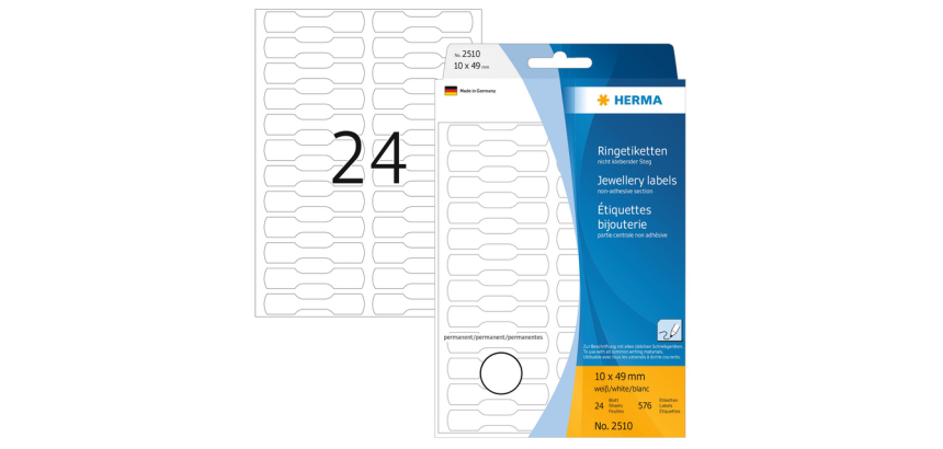 Etiquette HERMA 2510 10x49mm blanc 576 pièces
