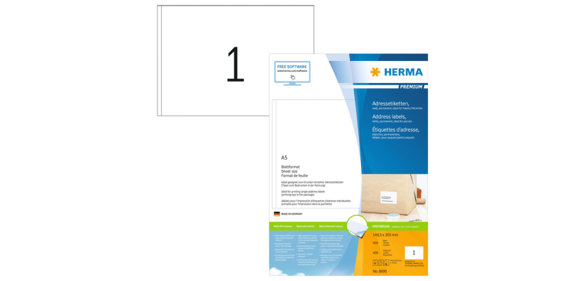 HERMA Premium Etiketten 8690 148,5x205mm weiß 400 Stück