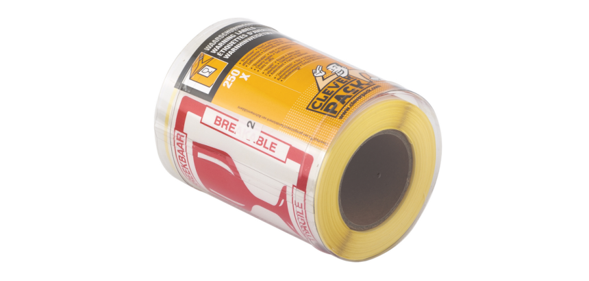 Étiquettes CleverPack Texte Fragile/Breekbaar 80x100mm blanc/rouge