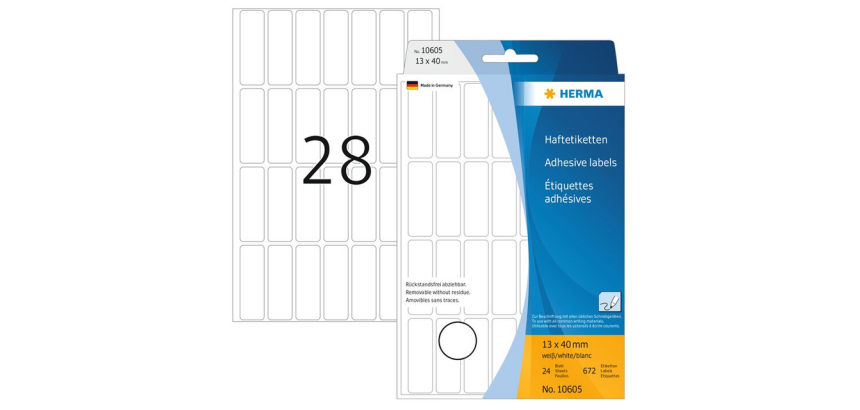 Abnehmbare Etiketten HERMA 10605 13x40mm weiß 872 Stück