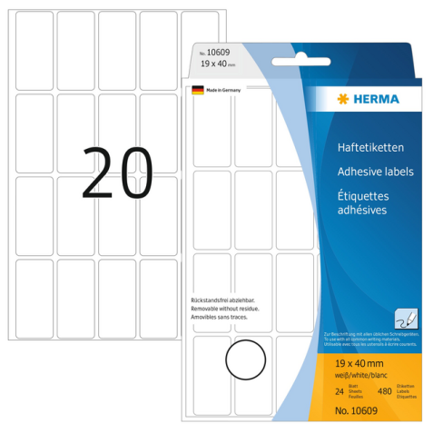 Etiquette amovible HERMA 10609 19x40mm 640 pièces
