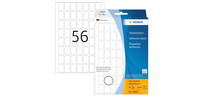 Abnehmbare Etiketten HERMA 10603 12x18mm weiß 1344 Stück