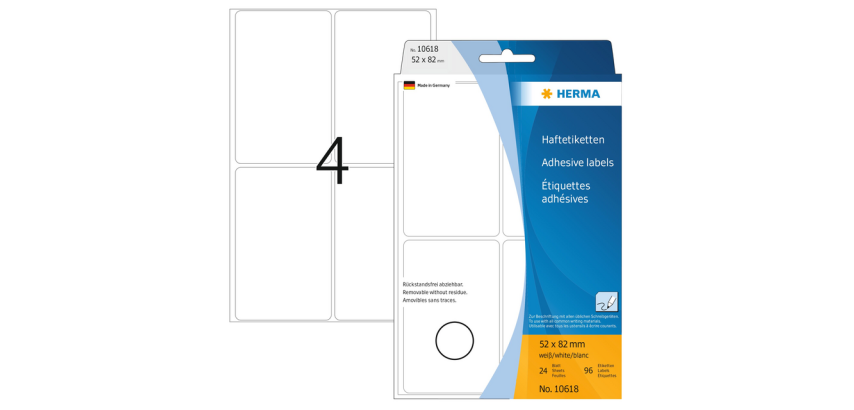 Abnehmbare Etiketten HERMA 10618 52x82mm weiß 128 Stück