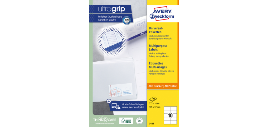 Avery Label 3425 105x57mm white 1000 pieces