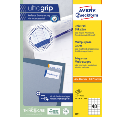 Etiket Avery Zweckform 3651 52.5x29.7mm wit 4000stuks