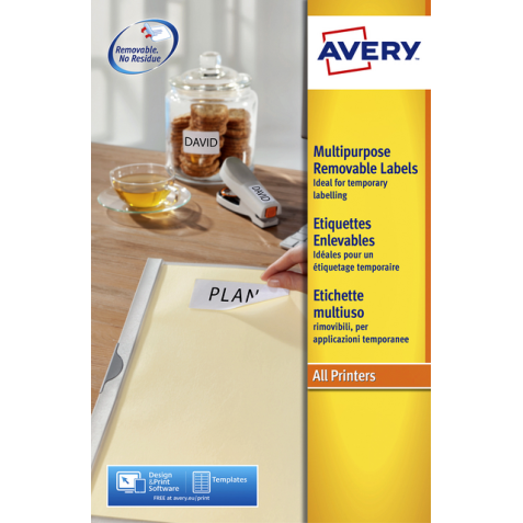 Etiket Avery L4733REV-25 99.1x139mm afneembaar wit 100stuks