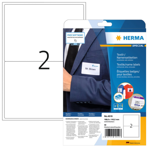 Etiquette badge HERMA 4519 199,6x143,5mm blanc