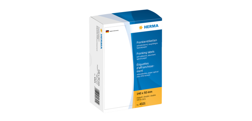 Etiquette affranchissement HERMA 4321 double 140x50mm 500 pièces