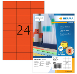 Etiket HERMA 4407 70x37mm rood 2400stuks