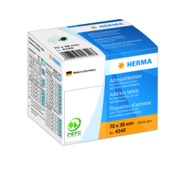 Etiket HERMA adres 4340 70x38mm op rol wit 250stuks