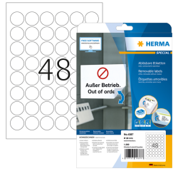 Etiquette amovible HERMA 4387 ronde 30mm blanc 1200 pièces