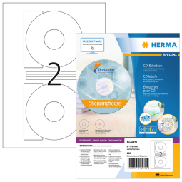 Etiquette HERMA 4471 CD 116mm blanc opaque 200 pièces
