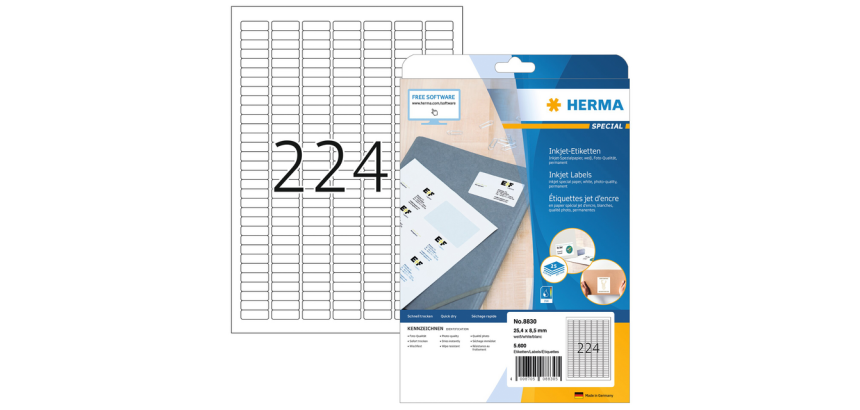 Etiket HERMA 8830 25.4x8.5mm mat wit 5600 stuks