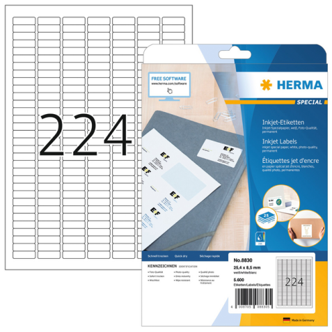 Etiket HERMA 8830 25.4x8.5mm mat wit 5600stuks