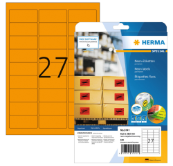 Etiquette HERMA 5141 63,5x29,6mm orange fluo 540 pièces