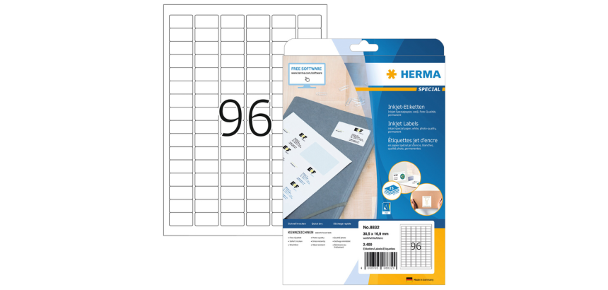 Etiquette HERMA 8832 60,5x16,9mm blanc 2400 pièces