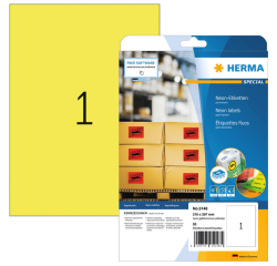 Etiquette HERMA 5148 210x297mm A4 jaune néon 20 pièces