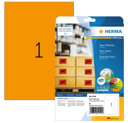 Etiquette HERMA 5149 210x297mm A4 orange néon 20 pièces