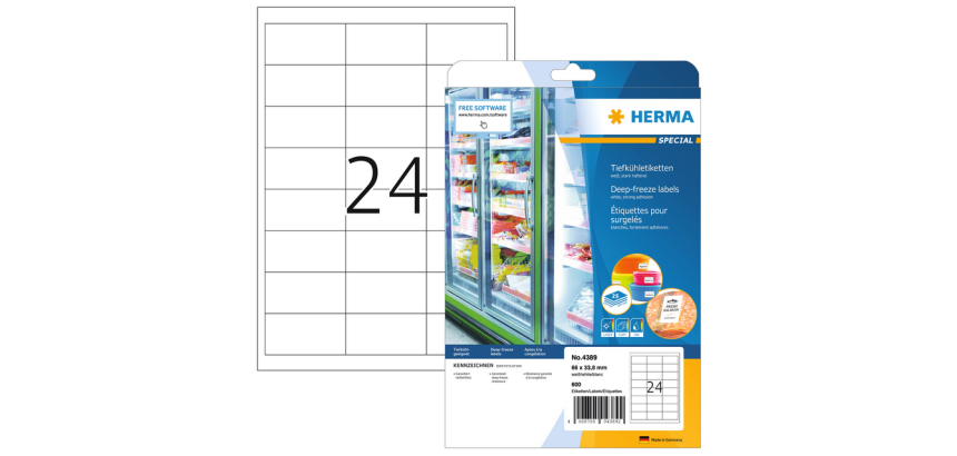 HERMA 4389 66x33.8mm label for frozen goods white 600 pieces