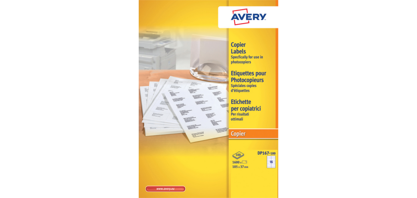 Etiket Avery DP167-100 105x37mm wit 1600 stuks