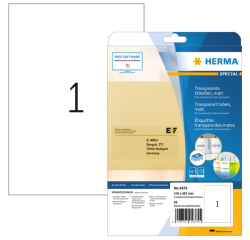 Etiquette HERMA 4375 210x297mm A4 transparent 25 pièces