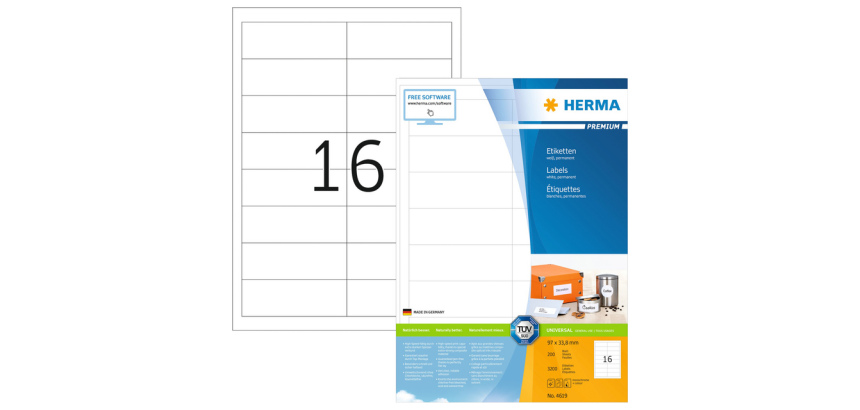 Etiquette HERMA Premium 4619 97x33,8mm blanc 3200 pièces