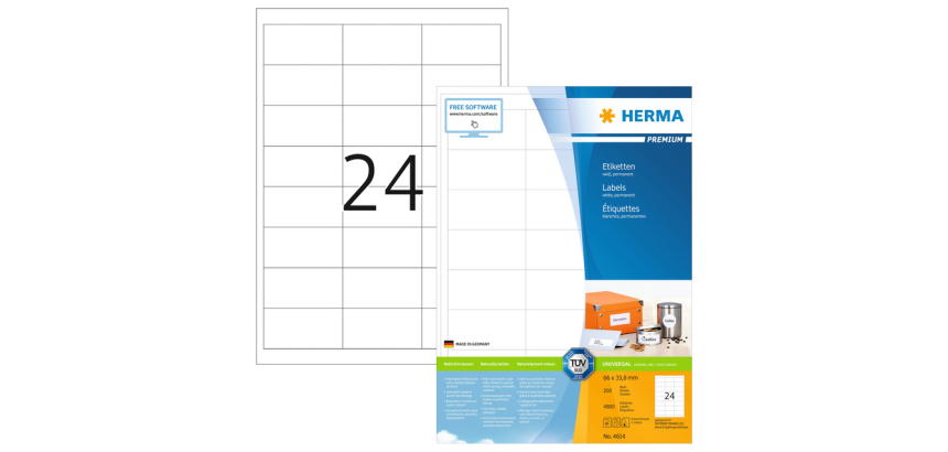 HERMA Premium Label 4614 66x33.8mm white 4800 pieces