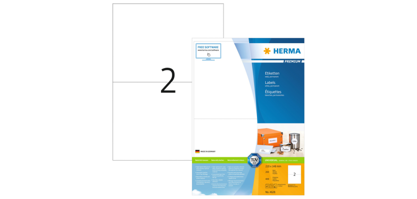 Etiquette HERMA Premium 4628 210x148mm A5 blanc 400 pièces