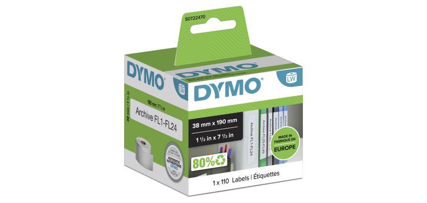 Etiquette Dymo LabelWriter multifonctionnelle 38x190mm rouleau 110 pièces blanc