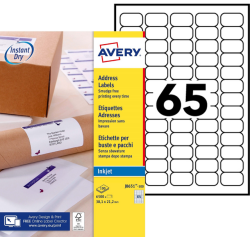 Etiquette Avery J8651-100 38,1x21,2mm blanc 6500 pièces