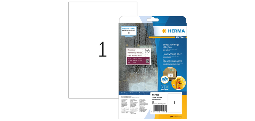 Etiquette HERMA 4698 210x297mm A4 blanc 25 pièces