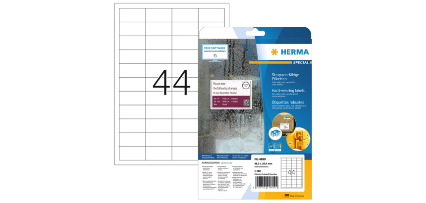 Etiquette HERMA 4690 48,3x25mm blanc 1100 pièces