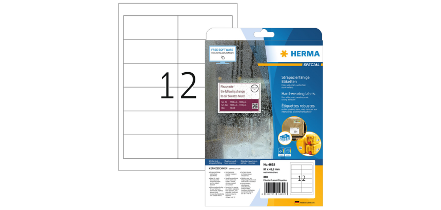 Etiket HERMA 4692 97x42.3mm weerbestendig wit 300 stuks