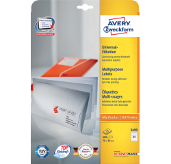 Etiket Avery Zweckform 3490 70x36mm wit 600stuks